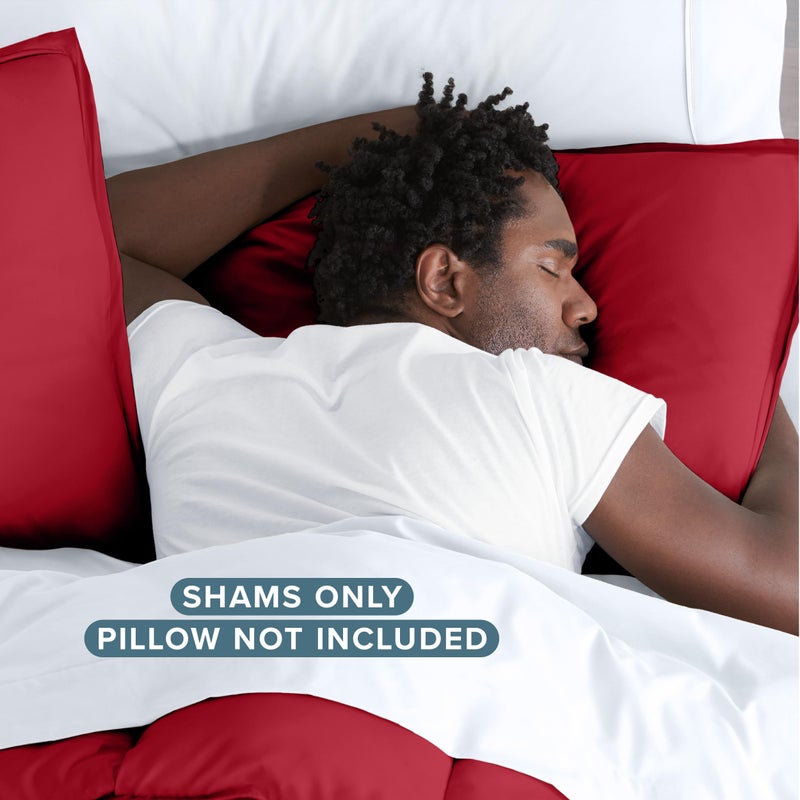 Bare Home King Pillow Sham Covers - Set of 2 - Premium 1800 Ultra-Soft Microfiber - Double Brushed - Stain & Fade Resistant - Bed Pillow Shams - Pillows Not Included (Set of 2, Red) - Image 4